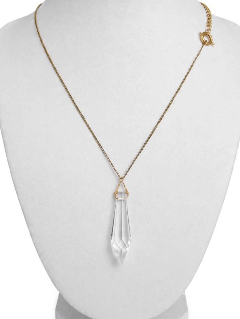 Vintage 70s Crystal Icicle Pendant Necklace - 1/20 14K Gold Filled Chain GCC GF